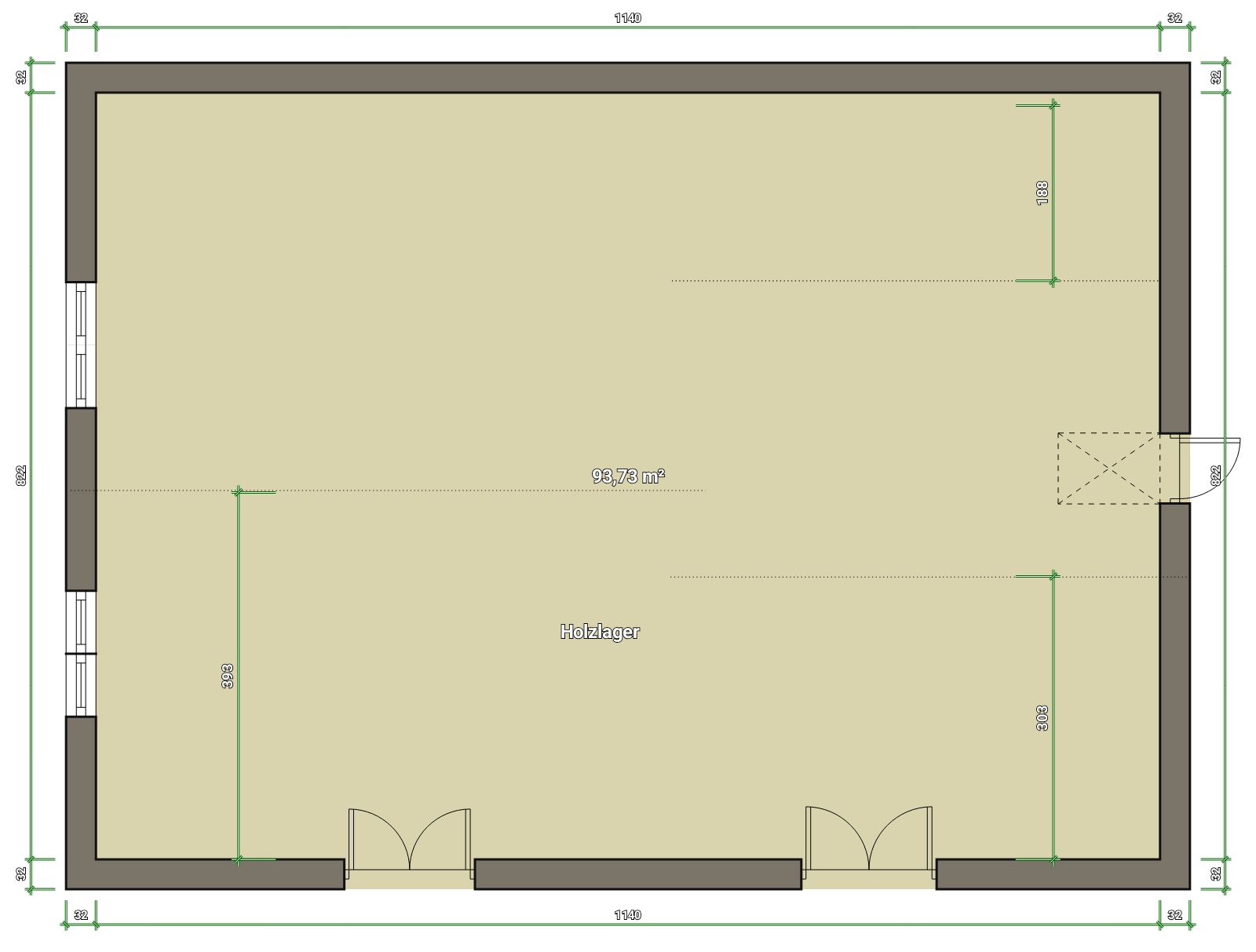Grundriss Gesch�ftsbereich altes Holzlager